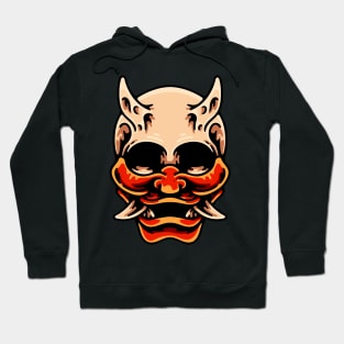 Skull Wearing Oni Mask Hoodie